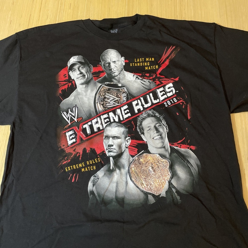 WWE last Man standing match extreme rules 2010 2X Black T-Shirt, Double-Sided